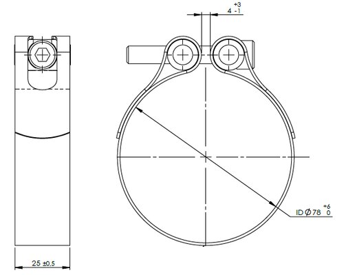 TightFit Clamp for Optare, Ø=78-81 mm, INOX