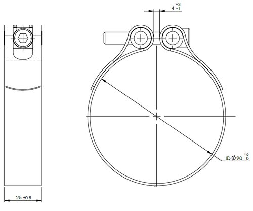 TightFit Clamp for DAF, Ø=90-93 mm, INOX