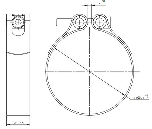 TightFit Clamp for DAF, Ø=91-94 mm, ALU