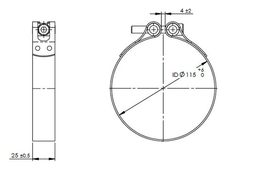 TightFit Clamp for ERF, Ø=115-118 mm, ALU