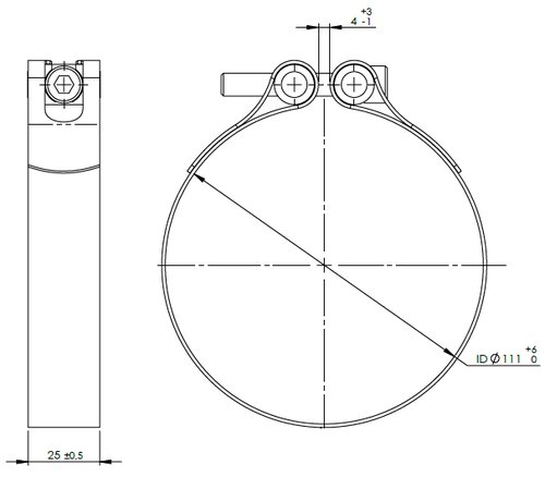 TightFit Clamp, Ø=111-116 mm, INOX