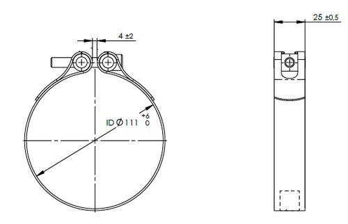 TightFit Clamp for Hino, Ø=111-116 mm, ALU