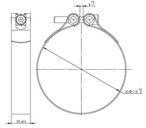 TightFit Clamp, Ø=115-118 mm, INOX