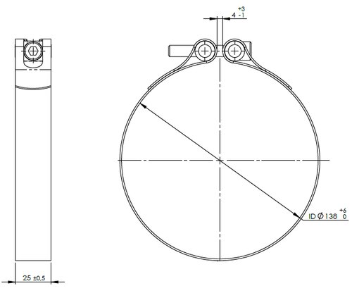 TightFit Clamp, Ø=142-146 mm, INOX