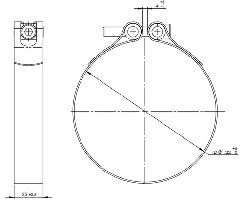 TightFit Clamp for Scania, Ø=122-127 mm, INOX