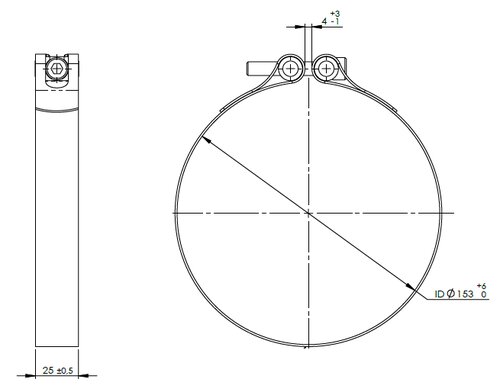 TightFit Clamp, Ø=153-158 mm, INOX