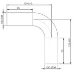 90° Exhaust Bend, OD=38 / L=129, ALU