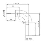 90° Exhaust Bend, OD/ID=38/39, L=129, ALU