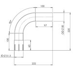 90° Exhaust Bend, OD/ID=50/51.5, L=195, ALU