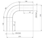 90° Exhaust Bend, OD=60 / L=240, ALU