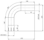 90° Exhaust Bend, OD/ID=60/60.5, L=240, ALU