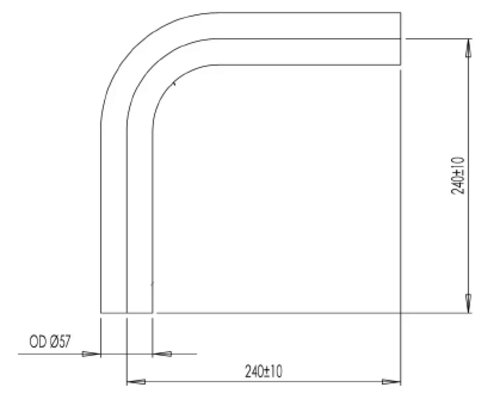 90° Exhaust Bend, OD=57 / L=240, ALU