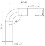 90° Exhaust Bend, OD/ID=63.5/64, L=265, ALU