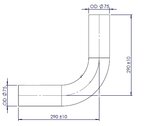 90° Exhaust Bend, OD=75 / L=290, ALU