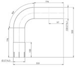 90° Exhaust Bend, OD/ID=76.1/76.5, L=290, ALU