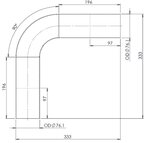 90° Exhaust Bend, OD=76.2 / L=295, ALU