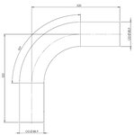 90° Exhaust Bend, OD=88.9 / L=320, ALU