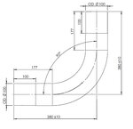 90° Exhaust Bend, OD=100 / L=380, ALU