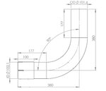 90° Exhaust Bend, OD/ID=101.6/102.1, L=380, ALU