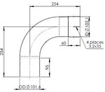 90° Exhaust Bend, OD/ID=101.6/102.1, L=200, ALU