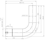 90° Exhaust Bend, OD/ID=110/110.5, L=400, ALU