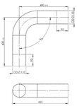 90° Exhaust Bend, OD=110 / L=400, ALU