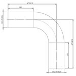 90° Exhaust Bend, OD=152.4 / L=475, ALU