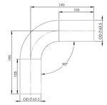 90° Exhaust Bend, OD=63.5 / L=190, SS