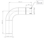 90° Exhaust Bend, OD/ID=114.3/114.8, L=390, SS