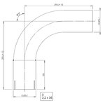 90° Exhaust Bend, OD/ID=76.1/76.7, L=295, SS