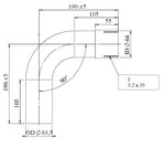 90° Exhaust Bend, OD/ID=63.5/64, L=190, SS