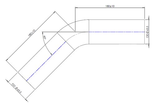 TUBE UNIVERSEL- COUDE 45'/ dia63-5 (OD/OD)