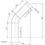 TUBE UNIVERSEL- COUDE 45'/dia 65-0 (OD/OD)