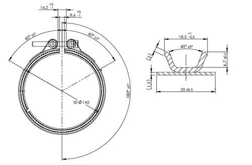 Heavy Duty Veefit Clamp for MAN, Ø=114.3 / L=25, INOX