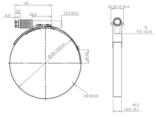 CT Band Clamp for MAN, Ø=83-105 / L=15.8 mm, INOX