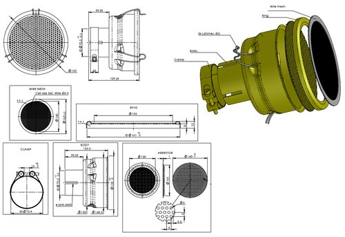 Spark Arrestor, Pipe, Ø=70.5