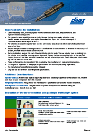 Diesel Injector Installation Notes