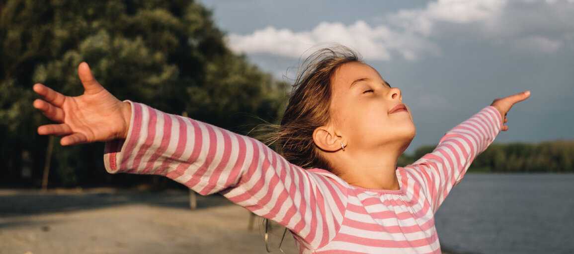 Girl Breathing In Fresh Air