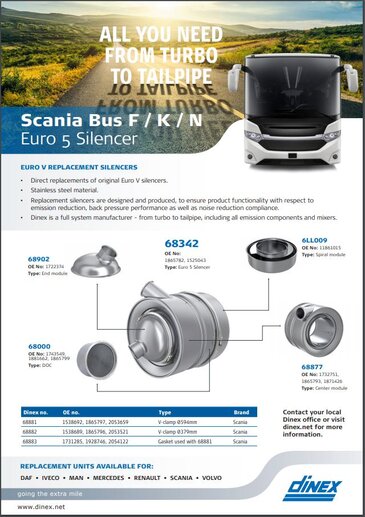 Dinex EURO V silencer for Scania Bus