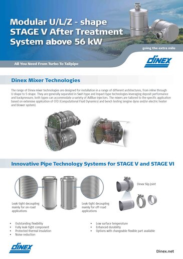 Dinex modular U/L/Z - shape STAGE V ATS above 56kW