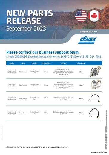 Dinex Emission Inc. - New part's release September 2023