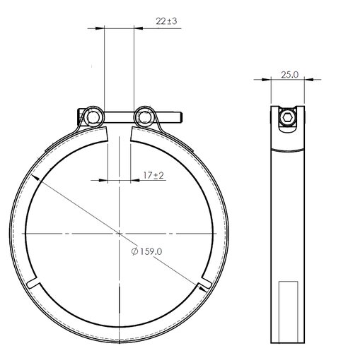 Heavy Duty V-Clamp for Iveco, Ø=127 / L=25, INOX