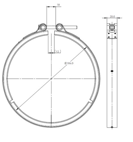 Heavy Duty V-Clamp, Ø=152.2 / L=20, INOX