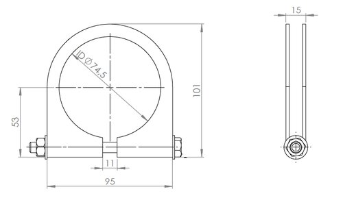 Truck Make Clamp for Mercedes, Ø=74-77 mm, ALU