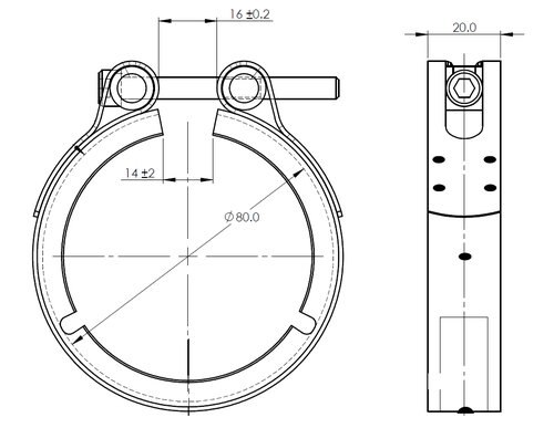 Heavy Duty V-Clamp for MAN, Ø=80 / L=20, INOX