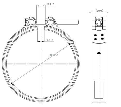 Heavy Duty V-Clamp, Ø=88.9 / L=20, INOX