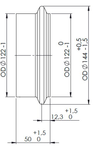 VULST/FLARED END D122 mm INOX
