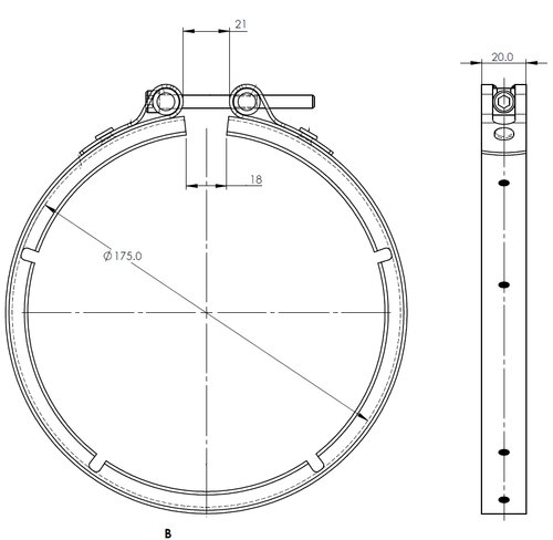 Heavy Duty V-Clamp, Ø=152.2 / L=20, INOX