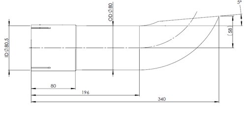 TUBE UNIVERSEL-TAIL  ID80 L=340 TAIL PIPD ID80 L=34