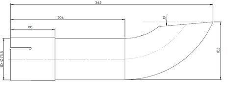 TUBE UNIVERSEL-TAIL  ID75 L=365 TAIL  ID75 L=36